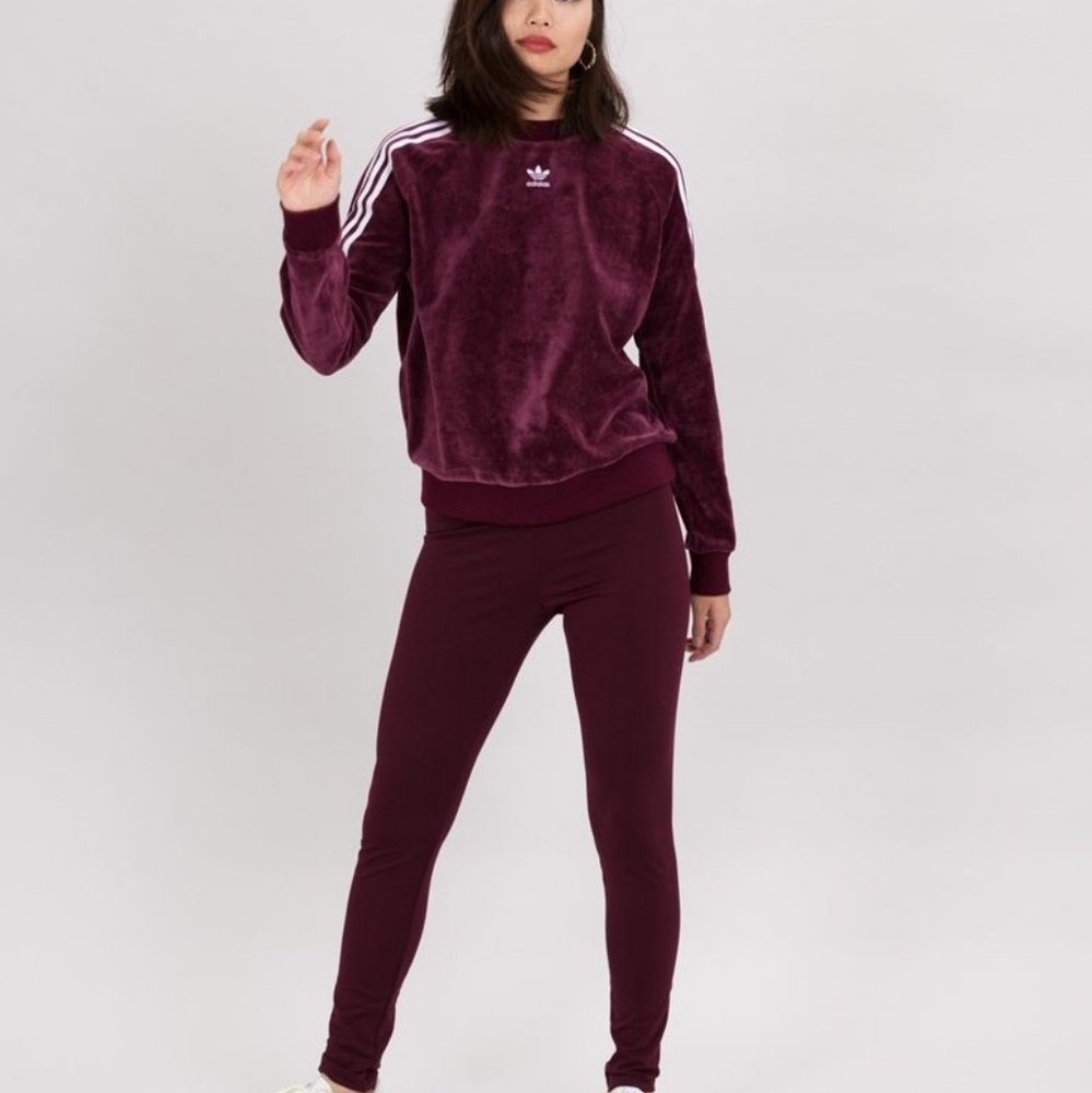 Adidas Maroon Trefoil Tights